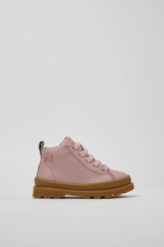 Kids Brutus Pink Leather Ankle Boots For Kids Camper Boots Kids Brutus Pink Leather Ankle Boots For Kids Camper Boots