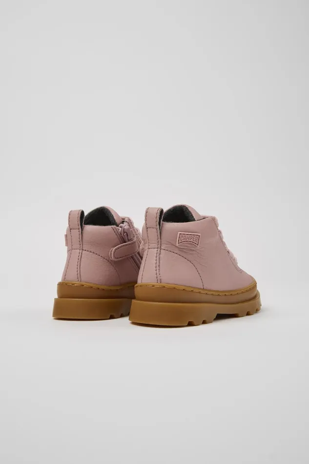 Kids Brutus Pink Leather Ankle Boots For Kids Camper Boots Kids Brutus Pink Leather Ankle Boots For Kids Camper Boots