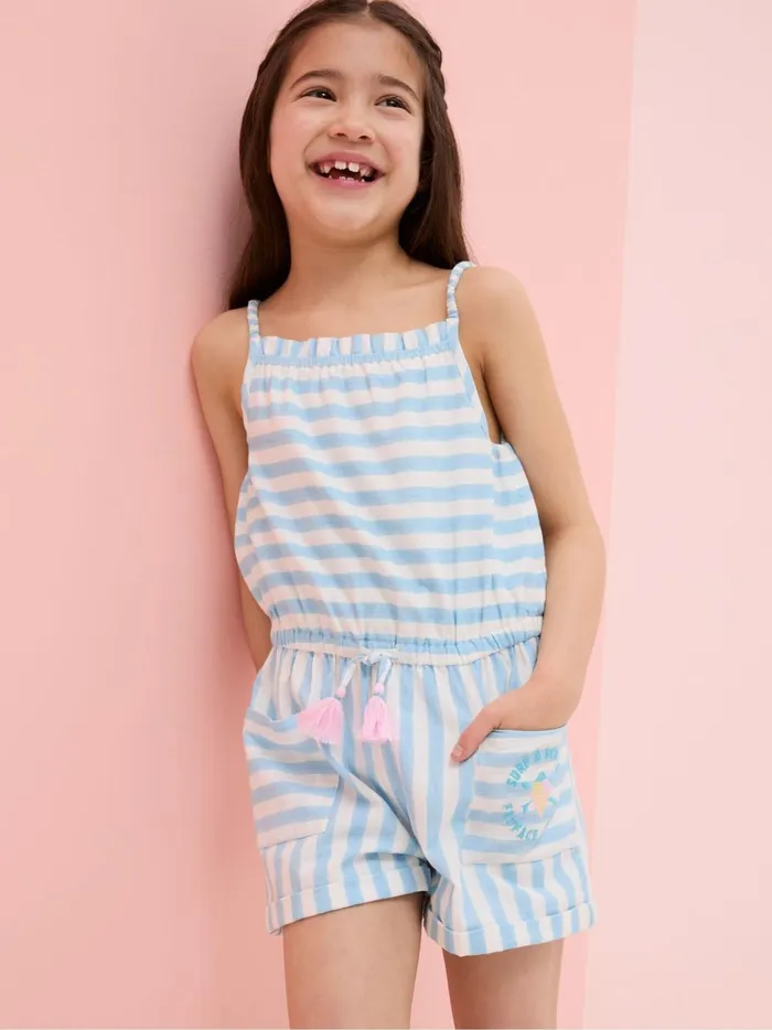Kids Jumpsuits and Playsuits Fat Face Amelia Geo Print Blue Print Playsuit