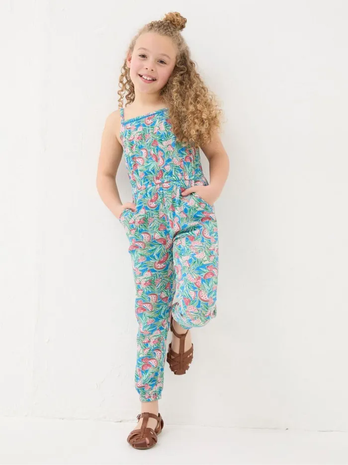 Kids Jumpsuits and Playsuits Fat Face Blue Paisley Print Jumpsuit