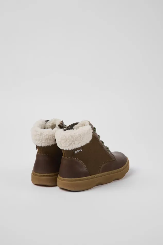 Kids Kiddo Brown Leather And Nubuck Ankle Boots For Kids Camper Boots Kids Kiddo Brown Leather And Nubuck Ankle Boots For Kids Camper Boots