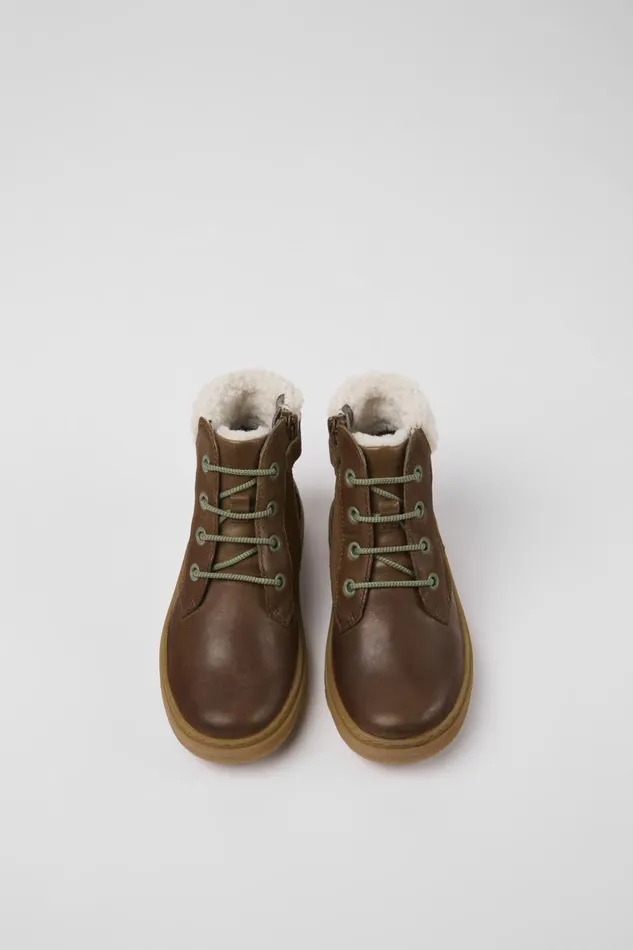 Kids Kiddo Brown Leather And Nubuck Ankle Boots For Kids Camper Boots Kids Kiddo Brown Leather And Nubuck Ankle Boots For Kids Camper Boots