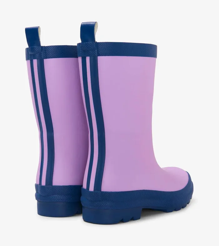 Kids Lilac And Navy Matte Rain Boots Hatley