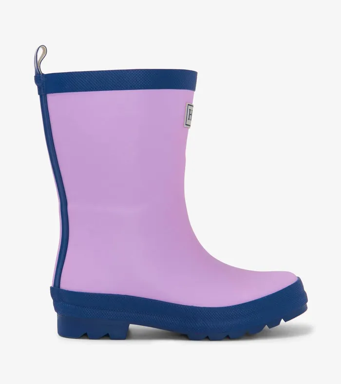 Kids Lilac And Navy Matte Rain Boots Hatley