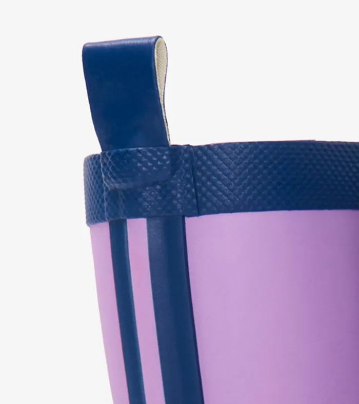 Kids Lilac And Navy Matte Rain Boots Hatley