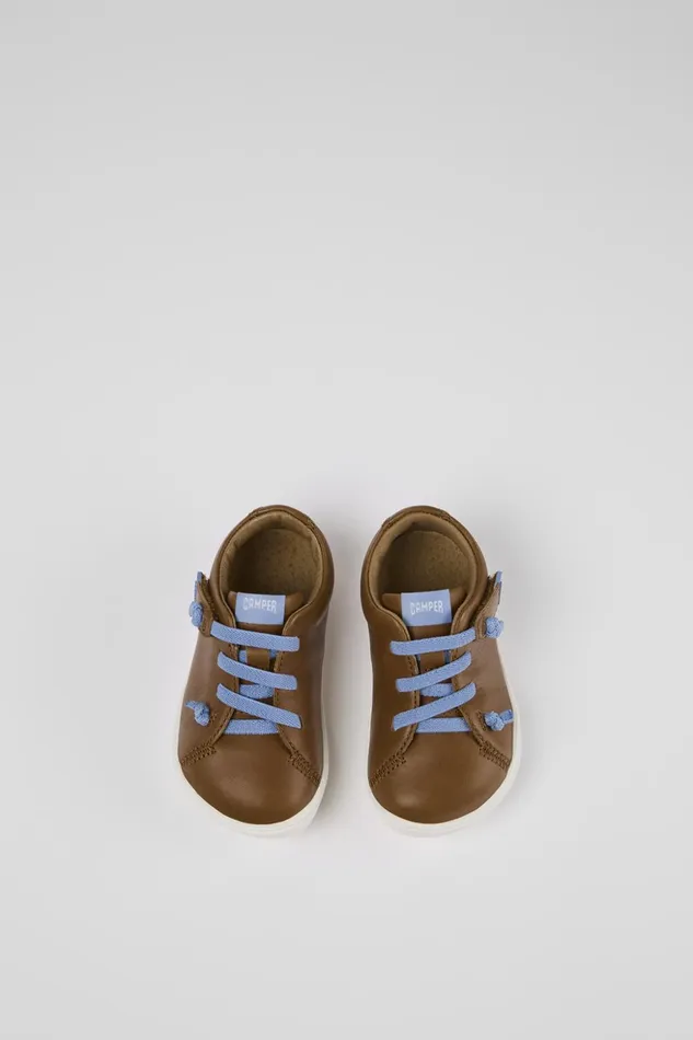 Kids Peu Brown Leather Basket Camper Sneakers Kids Peu Brown Leather Basket Camper Sneakers
