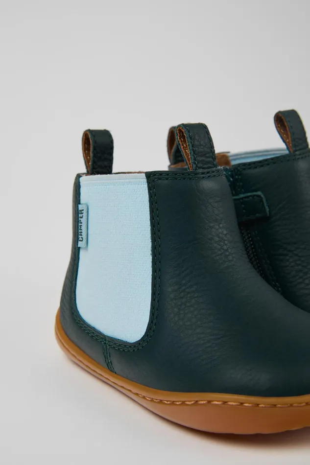Kids Peu Green Leather Boots For Kids Camper Boots