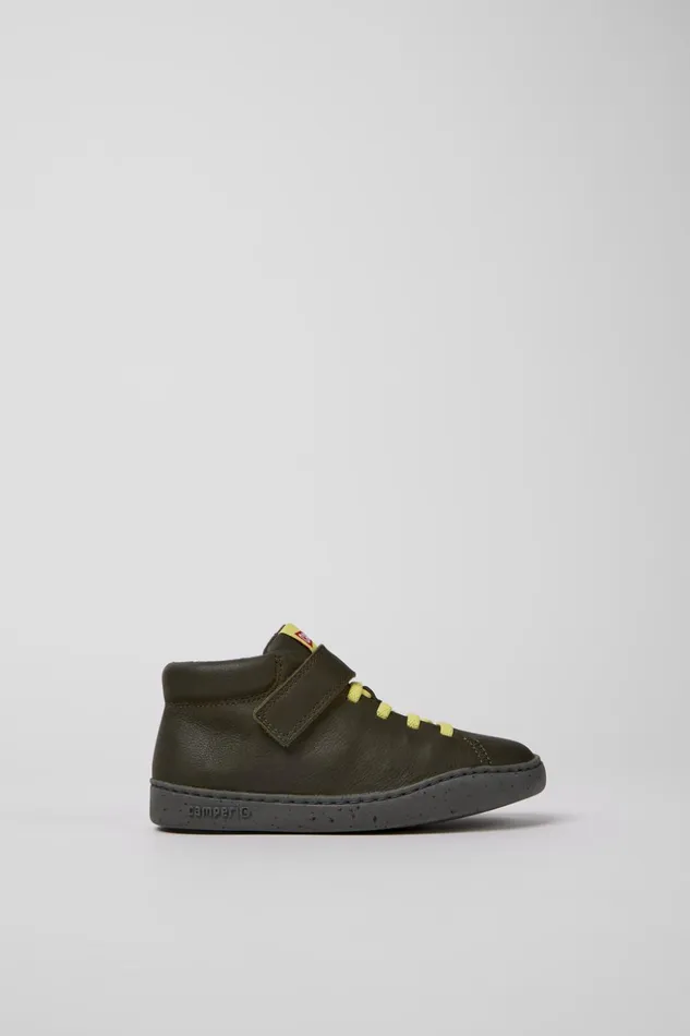Kids Peu Touring Green Leather Boots Camper Boots Kids Peu Touring Green Leather Boots Camper Boots