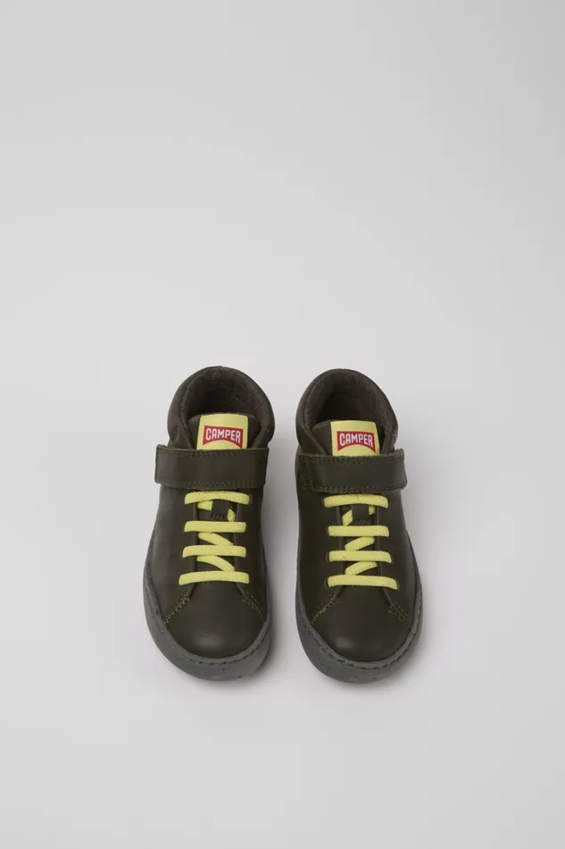 Kids Peu Touring Green Leather Boots Camper Boots Kids Peu Touring Green Leather Boots Camper Boots