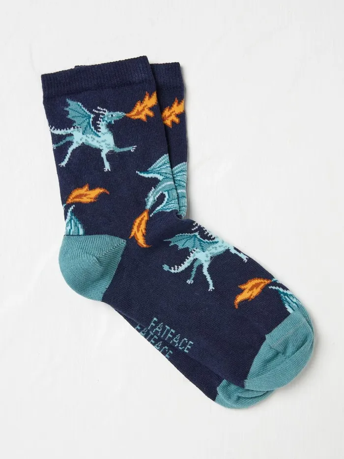 Kids Socks Fat Face Blue Socks 1 Pack
