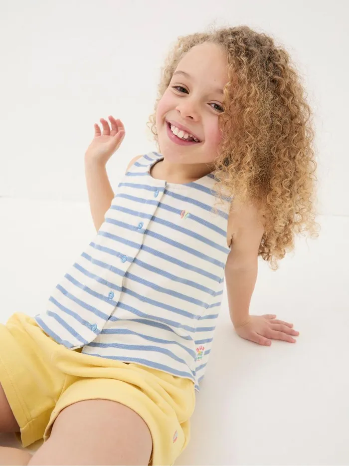 Kids Tops and TShirts Fat Face White Stripe Vest Top