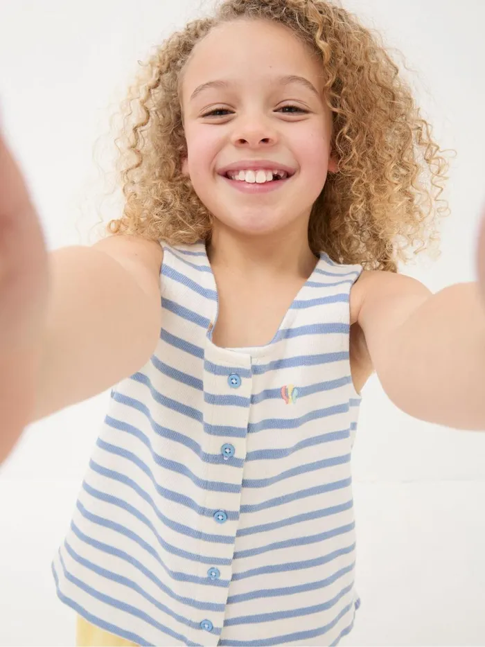Kids Tops and TShirts Fat Face White Stripe Vest Top