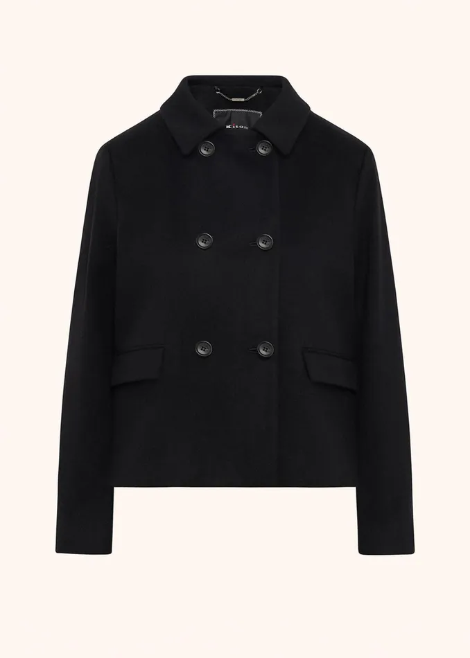 Kiton Outerwear MONOCHROME CASHMERE PEA COAT 8211 Women