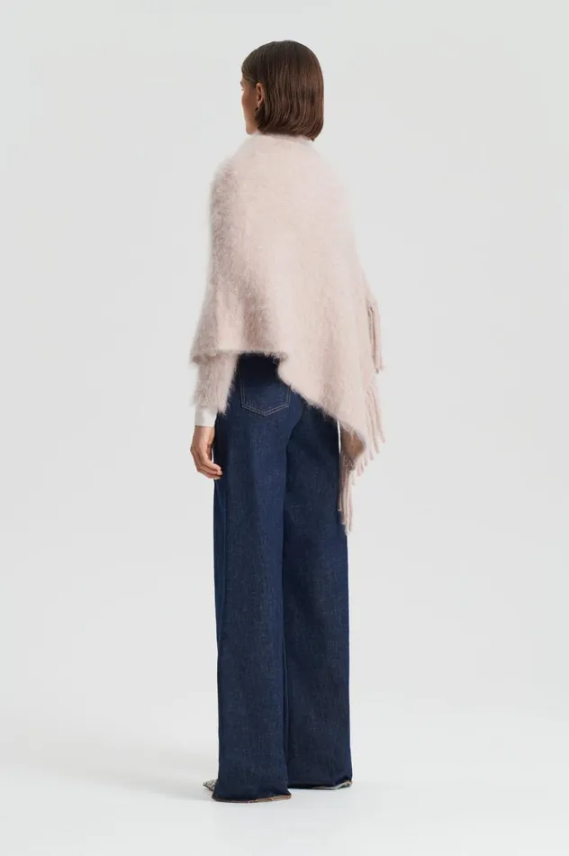 Knitwear Women Scanlan Theodore BRUSHED FRINGED CAPE Mink Knitwear Women Scanlan Theodore BRUSHED FRINGED CAPE Mink