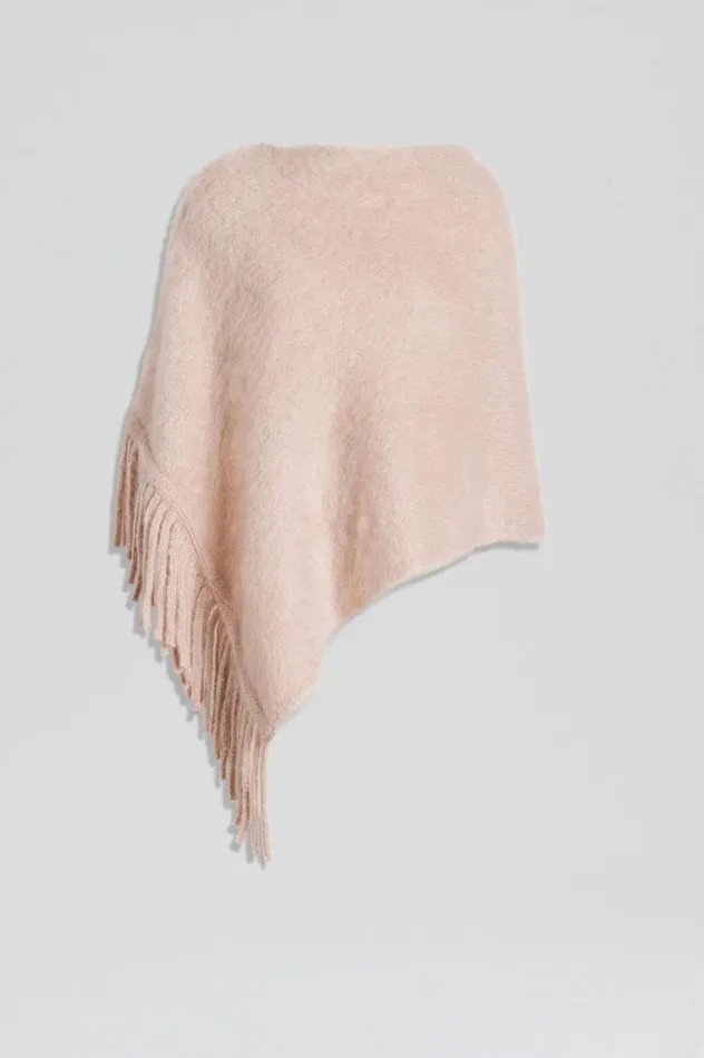 Knitwear Women Scanlan Theodore BRUSHED FRINGED CAPE Mink Knitwear Women Scanlan Theodore BRUSHED FRINGED CAPE Mink