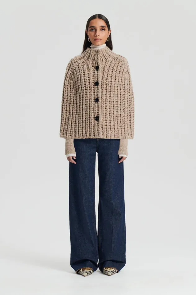 Knitwear Women Scanlan Theodore HANDKNIT CAPE Taupe