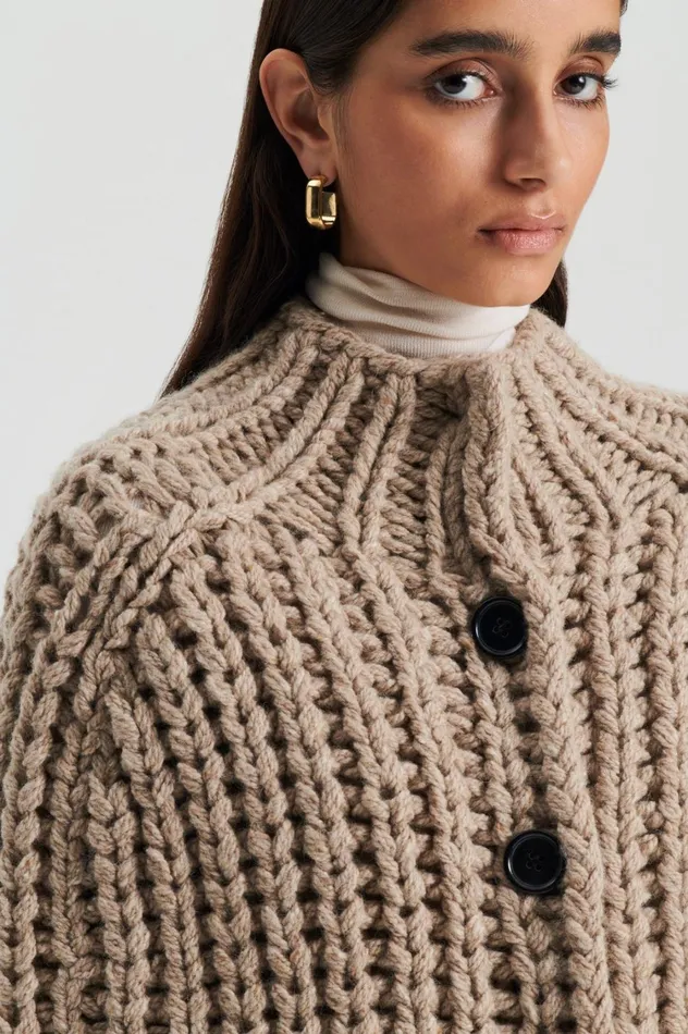 Knitwear Women Scanlan Theodore HANDKNIT CAPE Taupe Knitwear Women Scanlan Theodore HANDKNIT CAPE Taupe