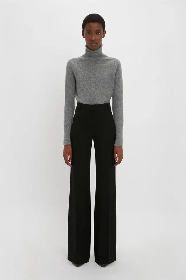 Knitwear Women Victoria Beckham Polo Neck Jumper In Grey Melange