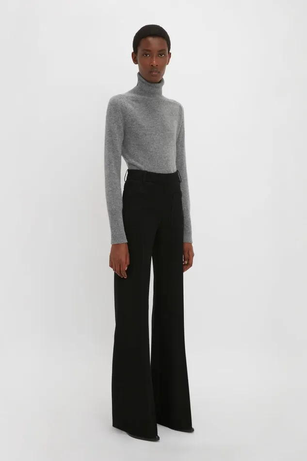 Knitwear Women Victoria Beckham Polo Neck Jumper In Grey Melange