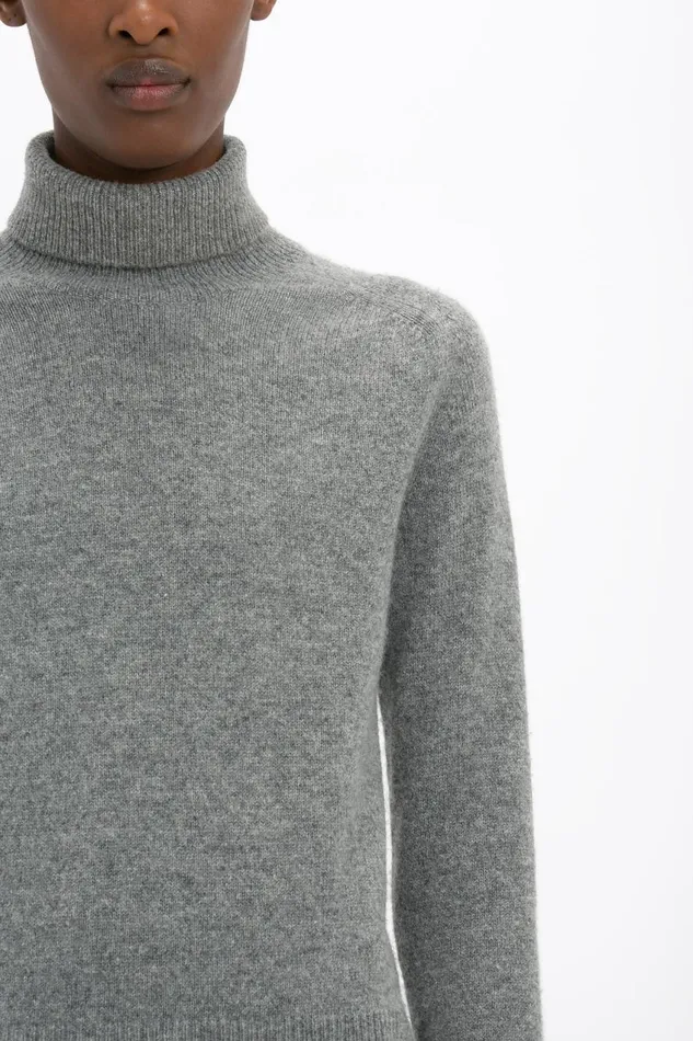Knitwear Women Victoria Beckham Polo Neck Jumper In Grey Melange