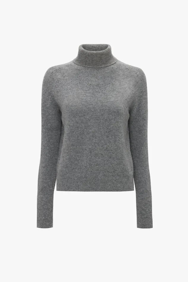 Knitwear Women Victoria Beckham Polo Neck Jumper In Grey Melange