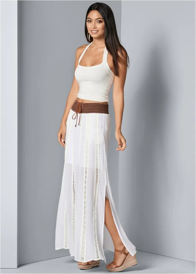 LACE DETAIL MAXI SKIRT Off White Women VENUS Maxi Skirts
