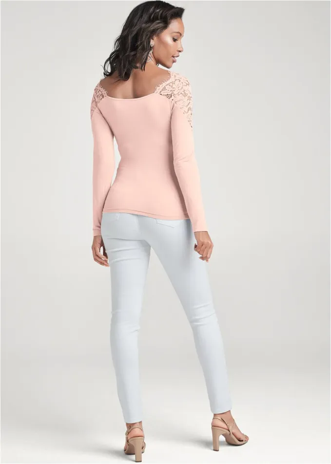 LACE TOP Light Pink Women VENUS Night Out Tops