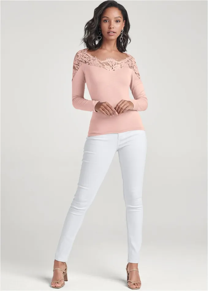LACE TOP Light Pink Women VENUS Night Out Tops