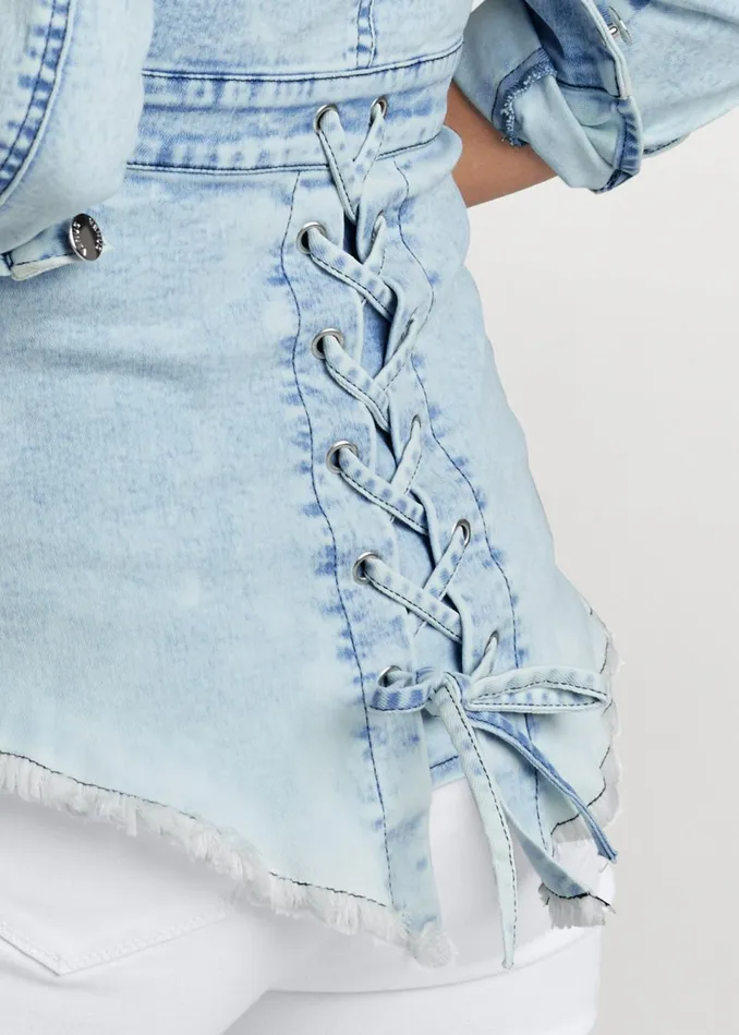 LACEUP BACK DENIM TOP Denim Multi Women VENUS Night Out Tops