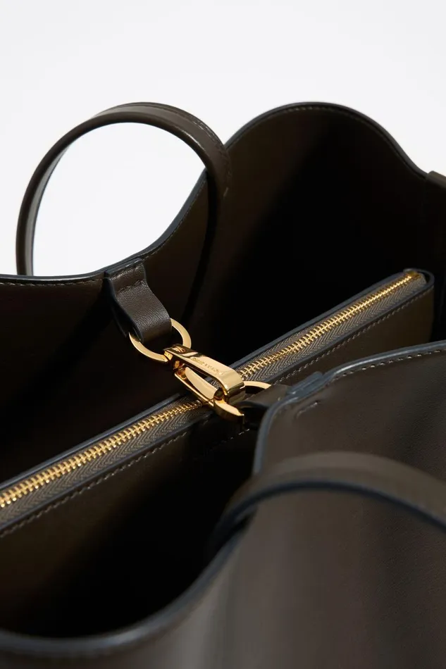 Large Olive Leather Chihuahua Shopper Bag Olive Women Bimba Y Lola Shoulder Bags