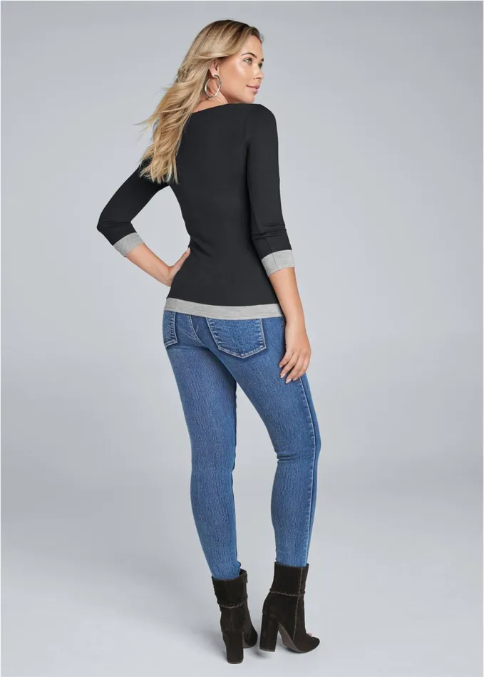 LAYERED CASUAL TOP Black Multi Women VENUS Casual Tops