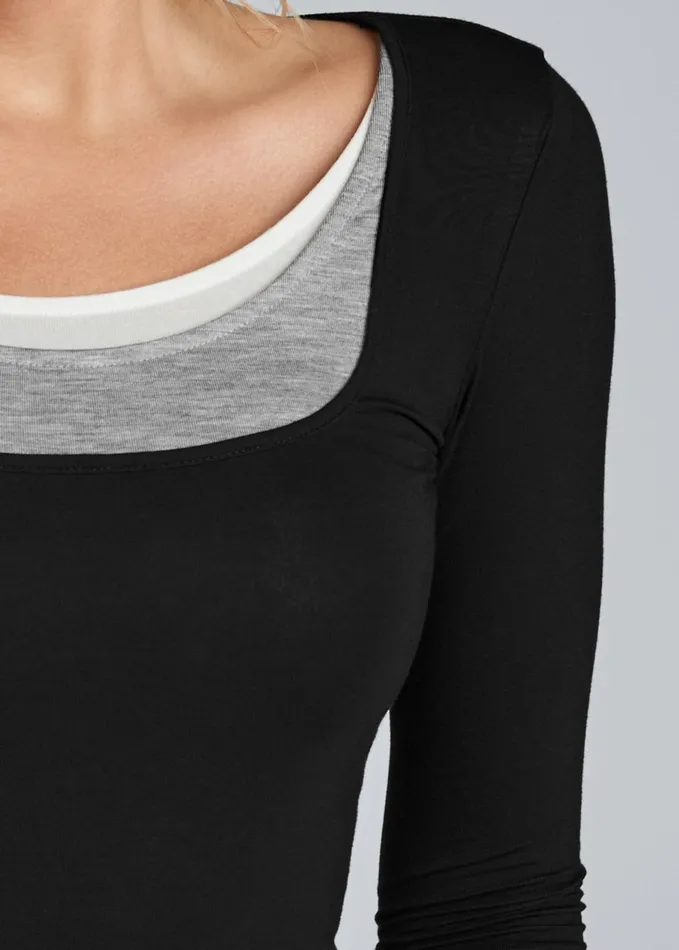 LAYERED CASUAL TOP Black Multi Women VENUS Casual Tops