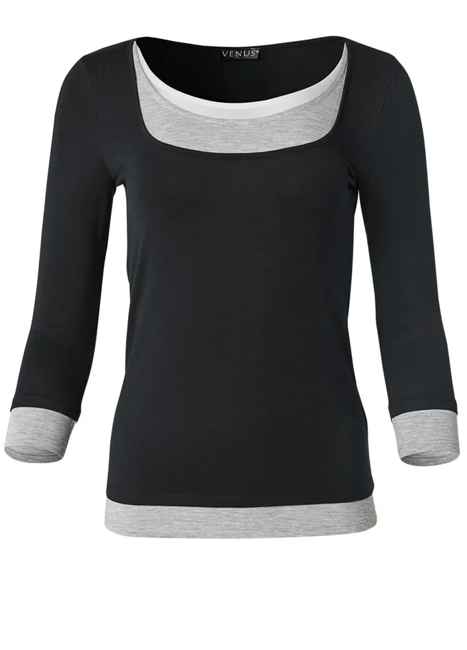 LAYERED CASUAL TOP Black Multi Women VENUS Casual Tops