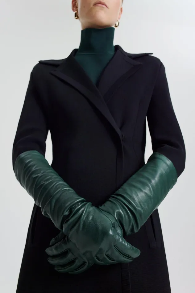 Leather Women Scanlan Theodore LEATHER GLOVES Dark Green