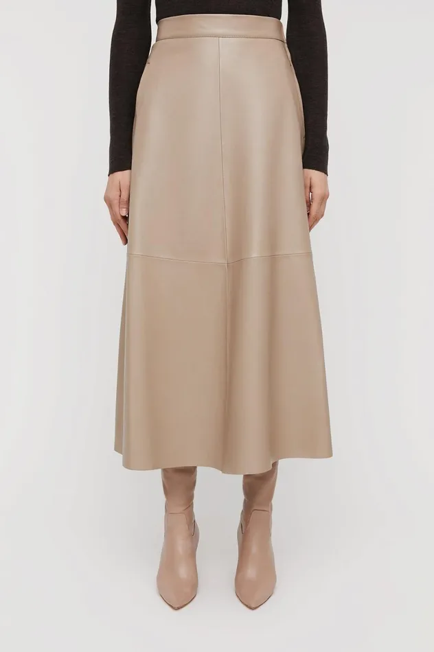 Leather Women Scanlan Theodore LEATHER LONG SKIRT Nougat Leather Women Scanlan Theodore LEATHER LONG SKIRT Nougat