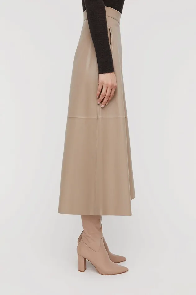 Leather Women Scanlan Theodore LEATHER LONG SKIRT Nougat Leather Women Scanlan Theodore LEATHER LONG SKIRT Nougat
