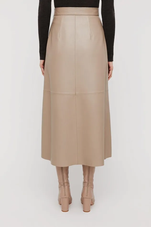 Leather Women Scanlan Theodore LEATHER LONG SKIRT Nougat Leather Women Scanlan Theodore LEATHER LONG SKIRT Nougat