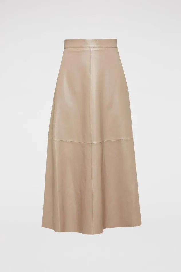 Leather Women Scanlan Theodore LEATHER LONG SKIRT Nougat Leather Women Scanlan Theodore LEATHER LONG SKIRT Nougat