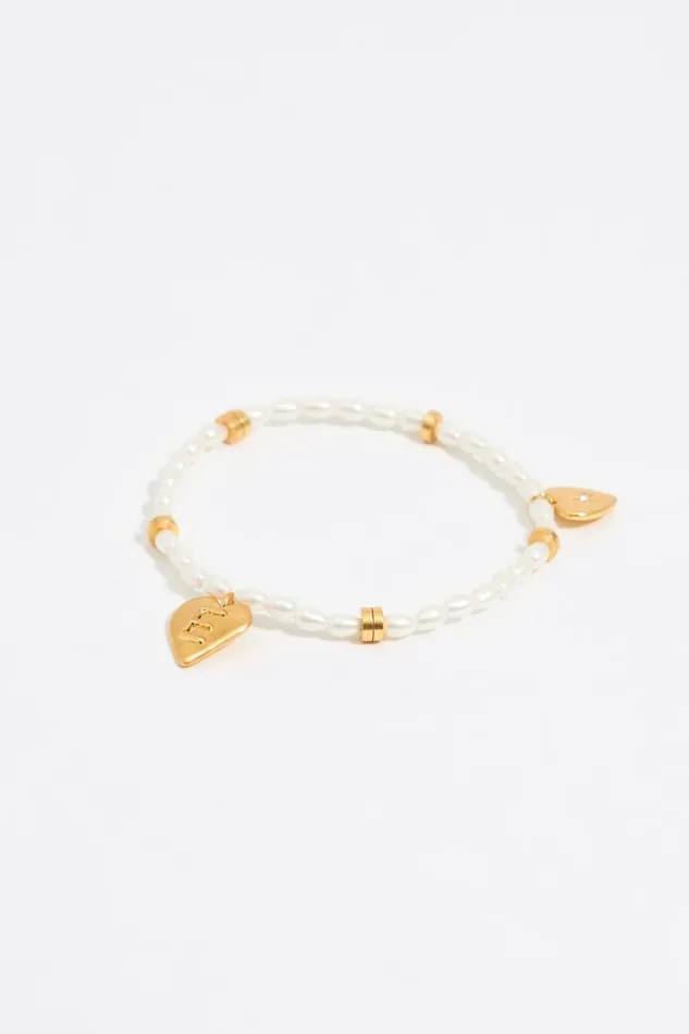 Letter E Heart And Pearl Bracelet Gold Women Bimba Y Lola Alphabet