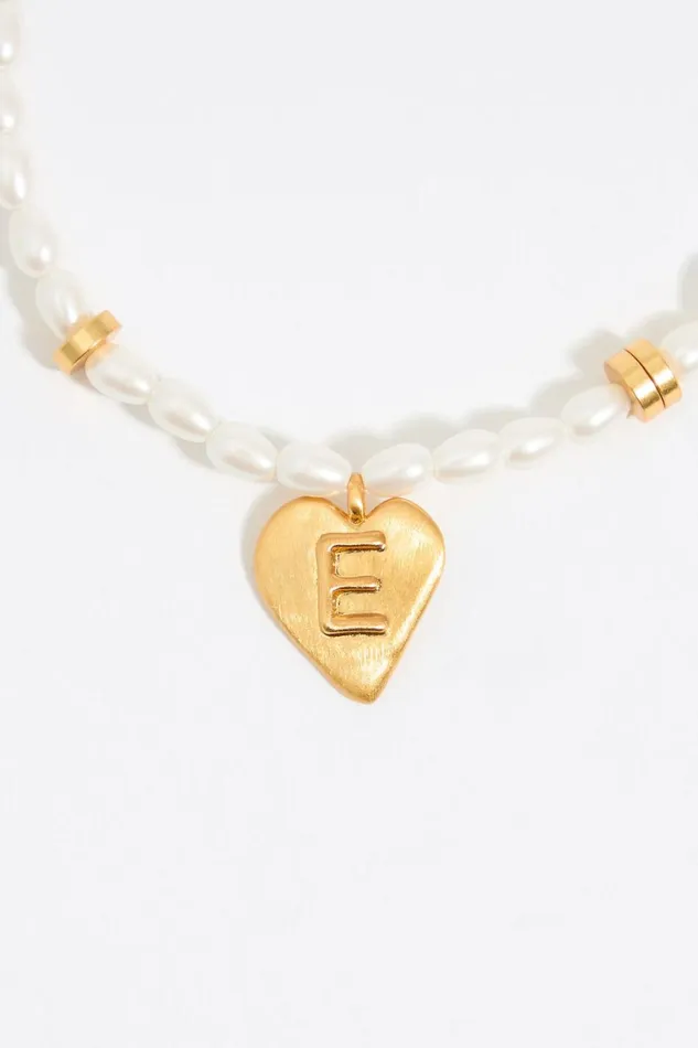 Letter E Heart And Pearl Bracelet Gold Women Bimba Y Lola Alphabet Letter E Heart And Pearl Bracelet Gold Women Bimba Y Lola Alphabet