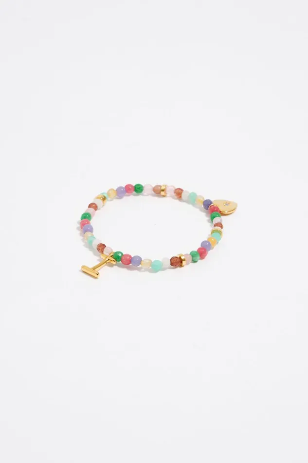 Letter I Multicolor Stones Bracelet Gold Women Bimba Y Lola Alphabet
