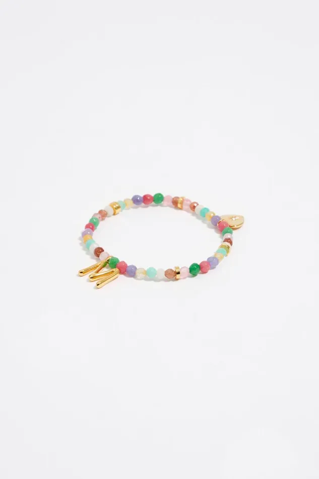 Letter M Multicolor Stones Bracelet Gold Women Bimba Y Lola Alphabet