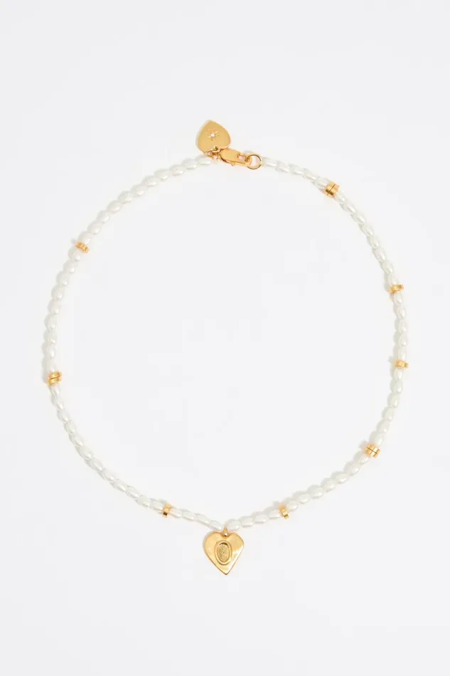 Letter O Heart And Pearl Necklace Gold Women Bimba Y Lola Alphabet