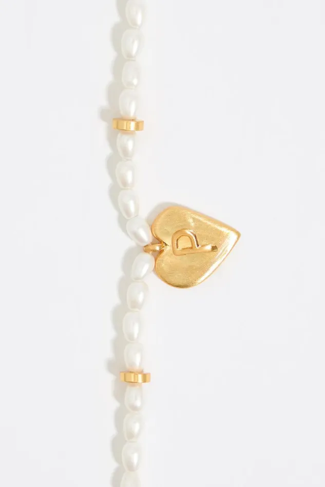 Letter P Heart And Pearl Necklace Gold Women Bimba Y Lola Alphabet Letter P Heart And Pearl Necklace Gold Women Bimba Y Lola Alphabet