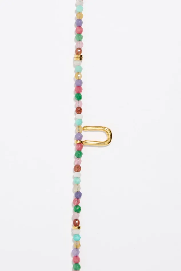 Letter U Multicolor Stones Necklace Gold Women Bimba Y Lola Alphabet Letter U Multicolor Stones Necklace Gold Women Bimba Y Lola Alphabet