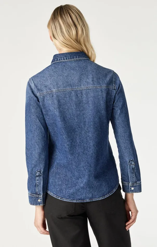 Levin SemiFitted Denim Shirt In Dark Blue Denim Women Mavi Jeans Denim Levin SemiFitted Denim Shirt In Dark Blue Denim Women Mavi Jeans Denim