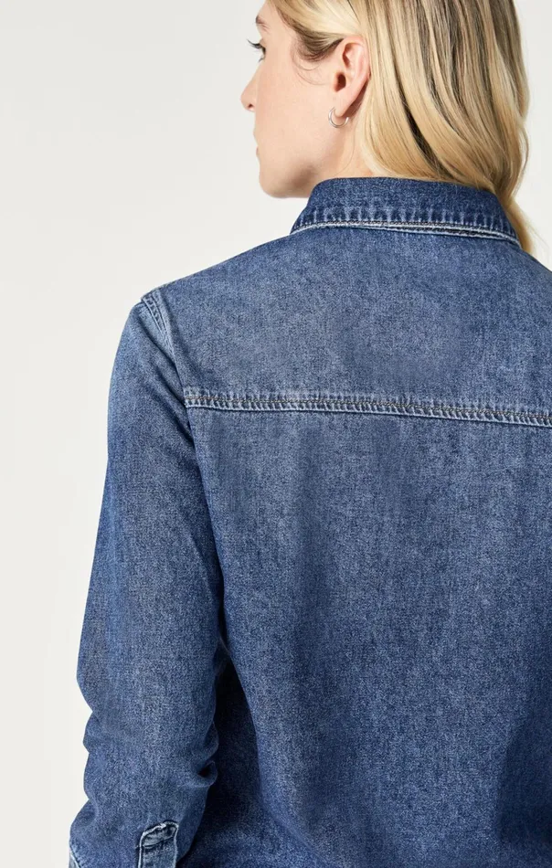 Levin SemiFitted Denim Shirt In Dark Blue Denim Women Mavi Jeans Denim Levin SemiFitted Denim Shirt In Dark Blue Denim Women Mavi Jeans Denim