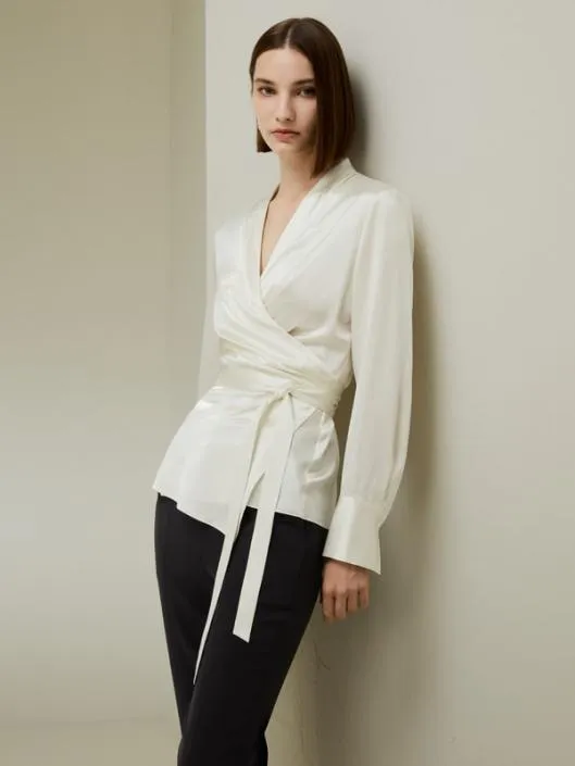 LILYSILK X NATASHA Silk Wrap Blouse Women Blouses Lilysilk Shirts