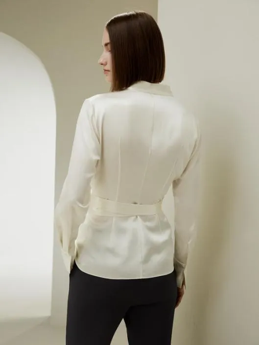 LILYSILK X NATASHA Silk Wrap Blouse Women Blouses Lilysilk Shirts
