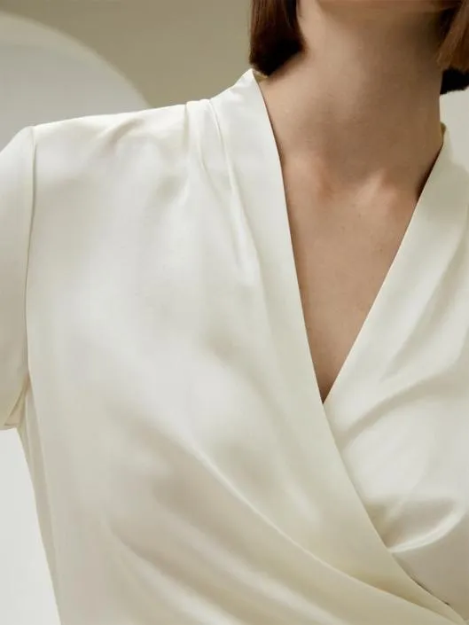 LILYSILK X NATASHA Silk Wrap Blouse Women Blouses Lilysilk Shirts